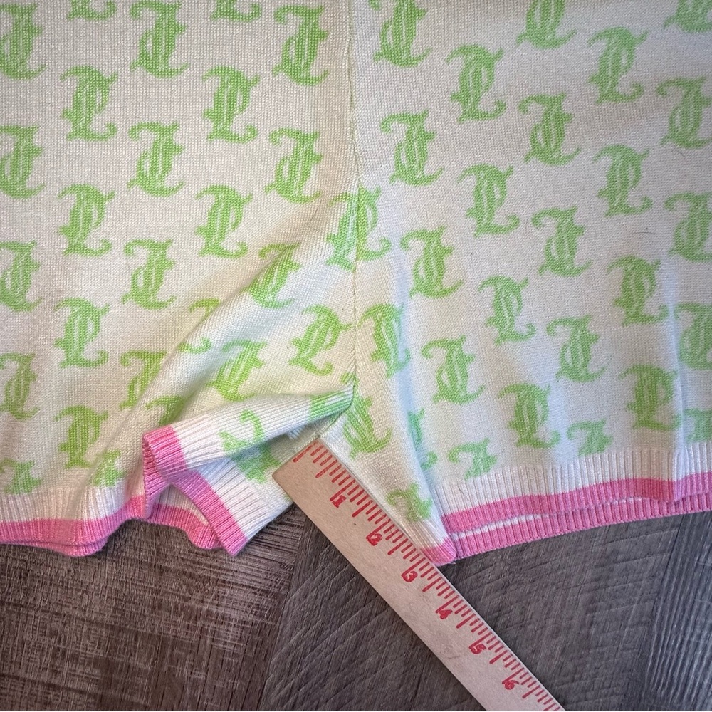 Juicy Couture Knit 2-piece Set Large Pink & Green Monogram‎ Crop Top & Short Y2K - Picture 13 of 16
